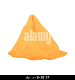 Hot samosa traditional India food in cartoon style isolated on white background. . Vector illustration Stock Vector