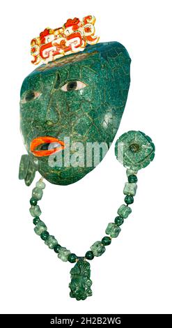 Native mayan ceremonial mask made of jade Stock Photo