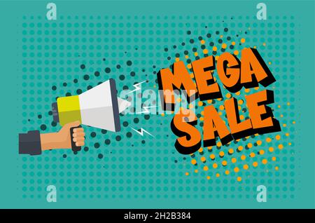 Mega Sale halftone vector illustration Stock Vector