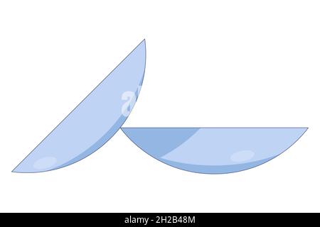 Contact lenses template, close up look at contact lens icon in a flat style isolated on a white background. Stock Vector