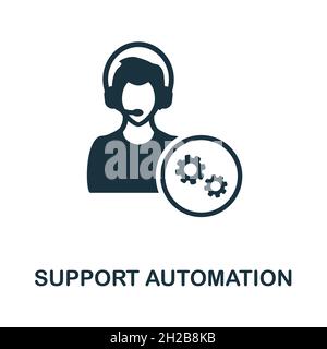 Support Automation icon. Monochrome sign from customer relationship collection. Creative Support Automation icon illustration for web design Stock Vector