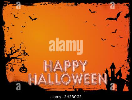 The horizontal Halloween blank background with gradient orange grunge ...