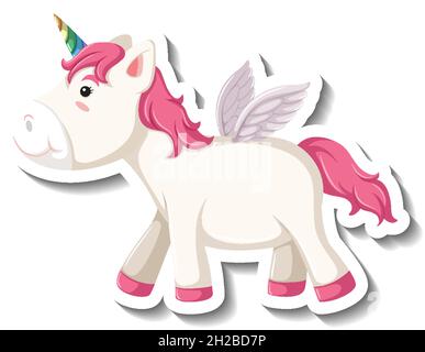 Cute pegasus standing pose on white background illustration Stock Vector