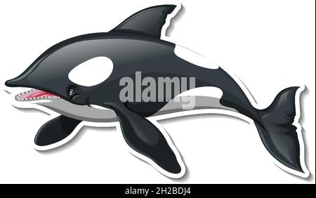 A sticker template of killer whale cartoon character illustration Stock Vector