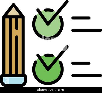 Quiz test icon. Outline quiz test vector icon color flat isolated Stock Vector