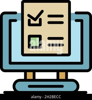 Online vote icon. Outline online vote vector icon color flat isolated Stock Vector