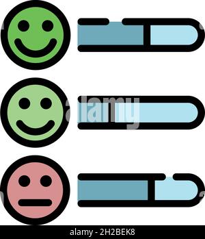 Smile feedback icon. Outline smile feedback vector icon color flat isolated Stock Vector