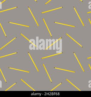 Seamless pattern with yellow pencils on gray background. Trendy colors concept. Stock Photo