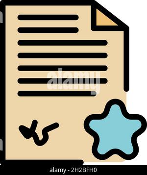 Paper star document icon. Outline paper star document vector icon color flat isolated Stock Vector