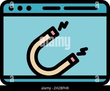 Magnet web page icon. Outline magnet web page vector icon color flat isolated Stock Vector