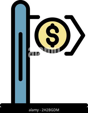 Finance pillar direction icon. Outline finance pillar direction vector icon color flat isolated Stock Vector