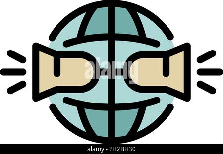 Global remarketing icon. Outline global remarketing vector icon color flat isolated Stock Vector