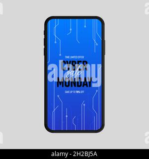 Cyber Monday sale story. Smartphone Mockup. Vector illustration Stock Vector