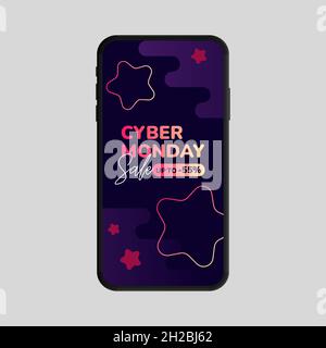 Cyber Monday sale up to -55 percents. Vector illustration Stock Vector
