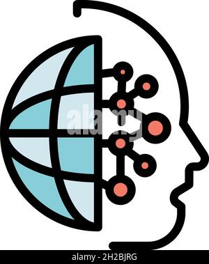 Machine learning icon. Outline machine learning vector icon color flat isolated Stock Vector