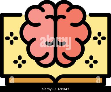 Ai open smart book icon. Outline ai open smart book vector icon color flat isolated Stock Vector