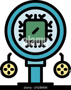 Ai magnify glass icon. Outline ai magnify glass vector icon color flat isolated Stock Vector