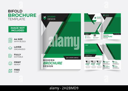 Modern & Creative Bifold Trifold Brochure Template 8pages, 16pages, 32pages Stock Vector