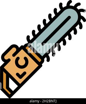 Chainsaw icon. Outline chainsaw vector icon color flat isolated Stock Vector