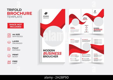 Modern & Creative Bifold Trifold Brochure Template 8pages, 16pages, 32pages Stock Vector