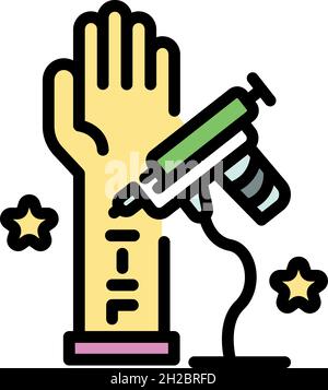 Tattoo drawn hand icon. Outline tattoo drawn hand vector icon color flat isolated Stock Vector