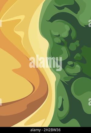 Poster with desert and forest. Placard design in flat style. Stock Vector