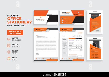 Modern & Creative Office Stationery Template Stock Vector