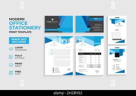 Modern & Creative Office Stationery Template Stock Vector