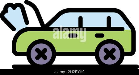Car repair icon. Outline car repair vector icon color flat isolated Stock Vector
