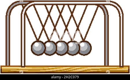 Newtons cradle pendulum on white background illustration Stock Vector