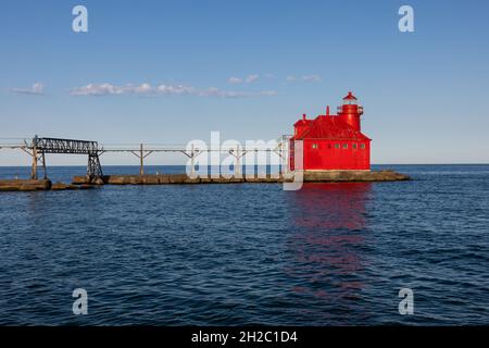 Sturgeon Bay Breakwater Lighthouse On Lake Michigan Stock Photo