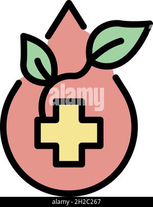 Herb medical drop icon. Outline herb medical drop vector icon color flat isolated Stock Vector