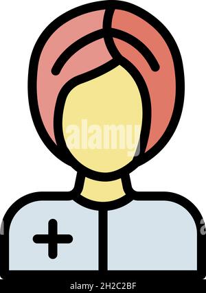Phytotherapy woman icon. Outline phytotherapy woman vector icon color flat isolated Stock Vector