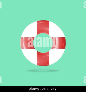 Lifebuoy for helping people in the water isolated on pastels color background, with clipping path. Stock Photo