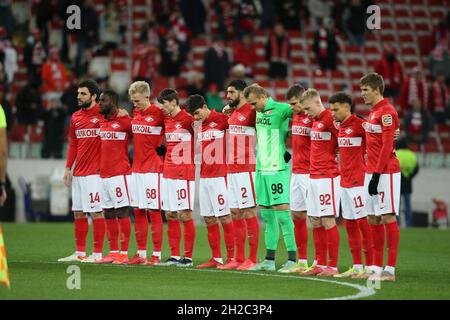 MOSCOW, RUSSIA, OCTOBER 20, 2021. The 2021/22 UEFA Europa League. Football  match between Spartak (Moscow) vs Leicester City (Leicester, England) at  Otkritie Arena in Moscow. Leicester von 3:4.Photo by Stupnikov Alexander/FC  Spartak