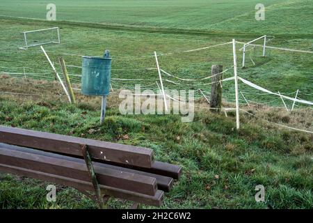 Rural  soccer ground, Wesertal, Gewissenruh, Weser Uplands, Weserbergland, Hesse, Germany Stock Photo