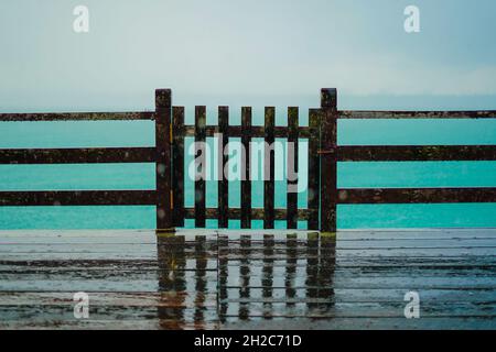 rain falls on the gate Stock Photo