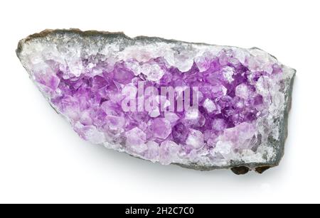 Purple Sio2 Amethyst over white background, a violet variety of quartz, often used ...