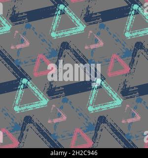 Seamless pattern, abstract triangular background muted color, imitation graffiti vector illustration for textile, wallpaper and wrapping paper Stock Vector