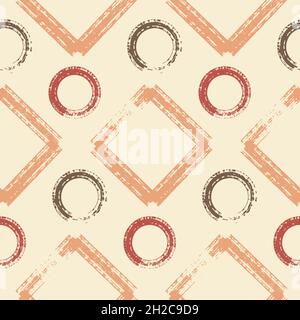 Seamless pattern, abstract background square rhombus circle geometric shape, graffiti vector illustration Stock Vector