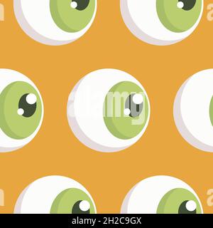Seamless pattern, eyeball with green iris, vector illustration for textiles, wallpaper and wrapping paper Stock Vector