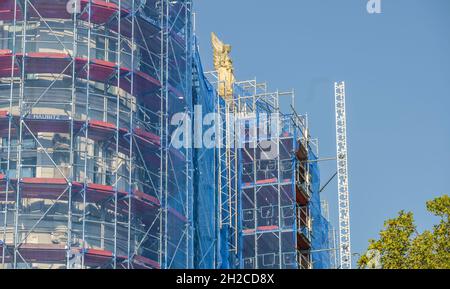 Fassadensanierung, Baustelle, Gerüst, Altbau, Bundesplatz, Schoeneberg, Berlin, Deutschland Stock Photo