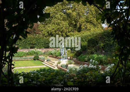 LONDON: The Princess Diana Memorial Garden at Kensington Palace in London. The statue is of Princess Diana with a group of children Photo: David Levenson/Alamy Stock Photo