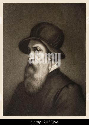 Benvenuto Cellini (1500-1571) Italian goldsmith and sculptor best remembered for his infamous and colourful autobiography about life during the Renaissance period. Photograph of an original 19th century engraving. Stock Photo