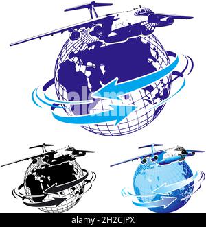 commercial freighter as a logo. Available EPS-8 vector format separated by groups and layers for easy edit Stock Vector