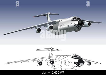 Vector art of jet cargo airplane. Available EPS-8 vector format separated by groups and layers for easy edit Stock Vector