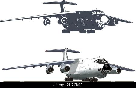 Vector art of jet cargo airplane. Available EPS-10 vector format separated by groups and layers for easy edit Stock Vector