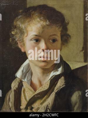 Portrait of nine-year-old Arseny Tropinin painted by his father Vasily Tropinin (1818). Stock Photo