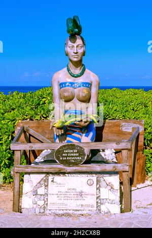 Ixchel Goddess Statue, Isla Mujeres, Mexico. Stock Photo