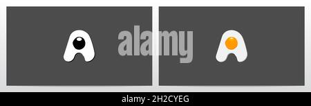 Sunny Side Up Egg On Letter Logo Design A Stock Vector